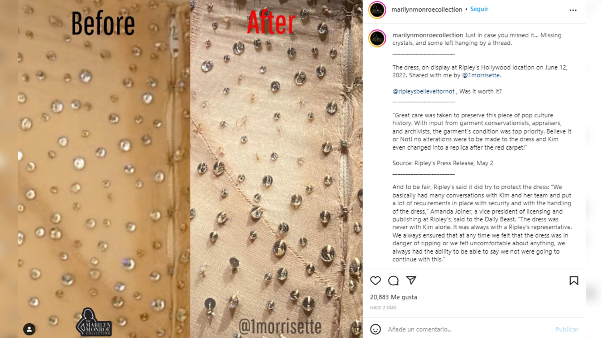 vestido de Marilyn Monroe