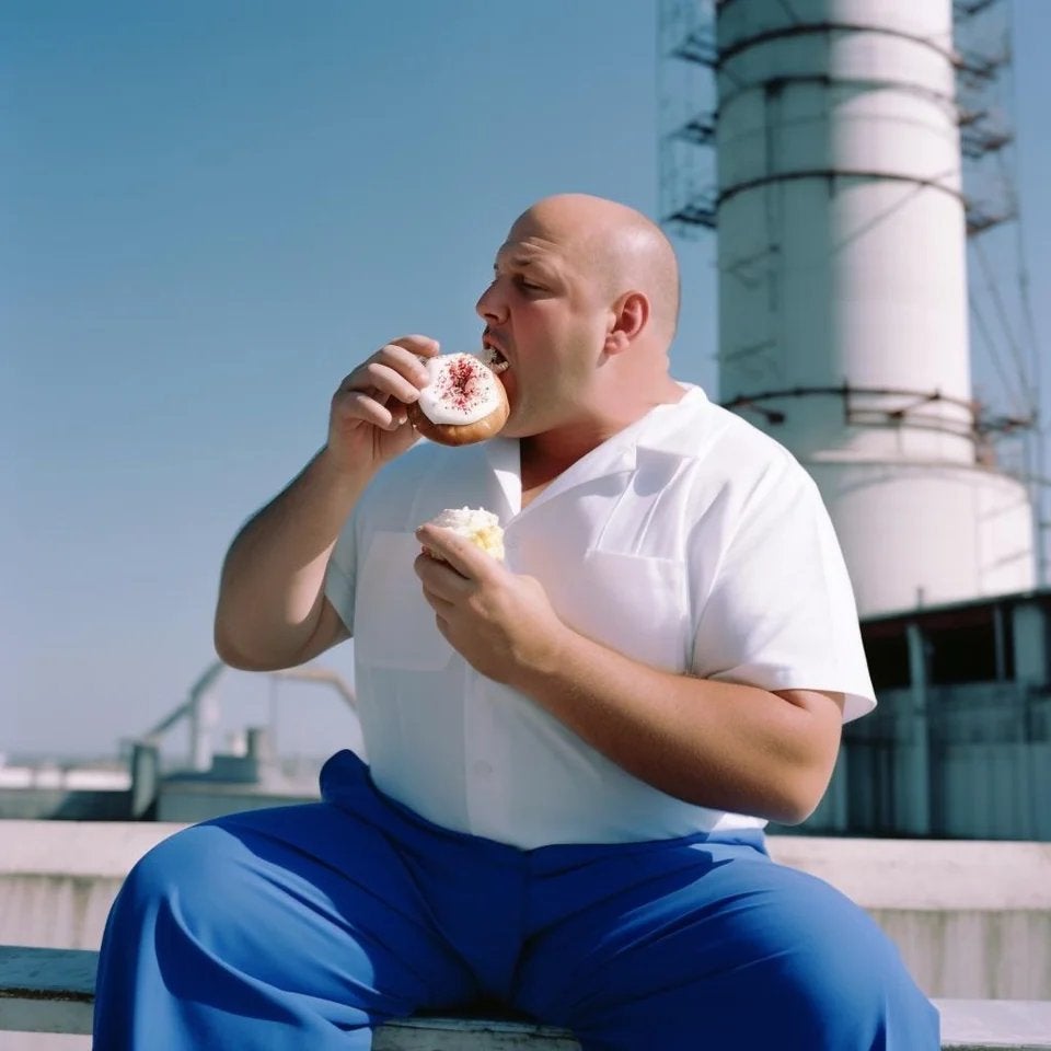 Homero comiendo una dona en la vida real