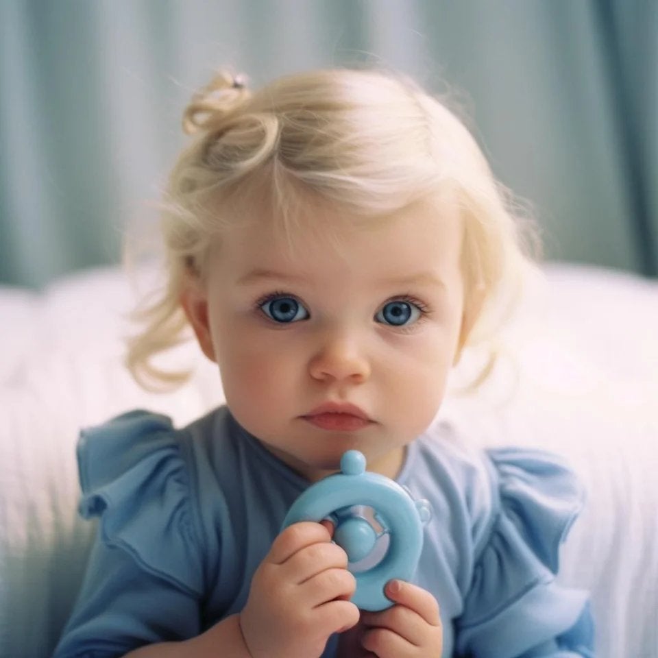 Maggie Simpson si fuera un personaje de la vida real con un chupo