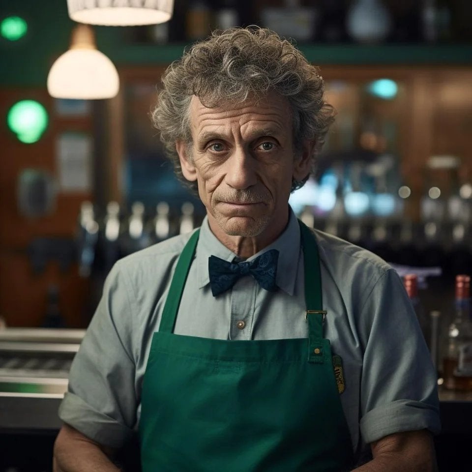 Moe el cantinero de los simpsons hecho en inteligencia artificial