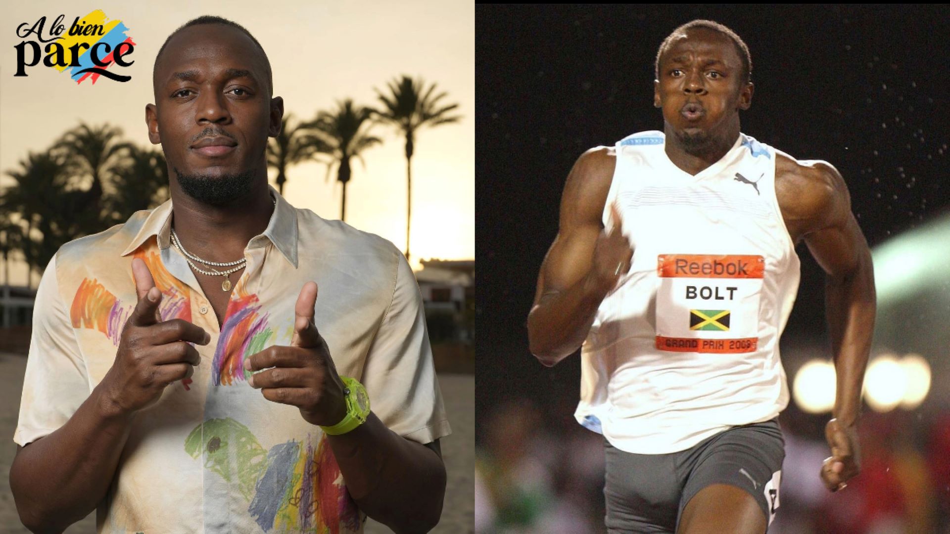 Usain Bolt corriendo hacia la victoria en la pista de atletismo