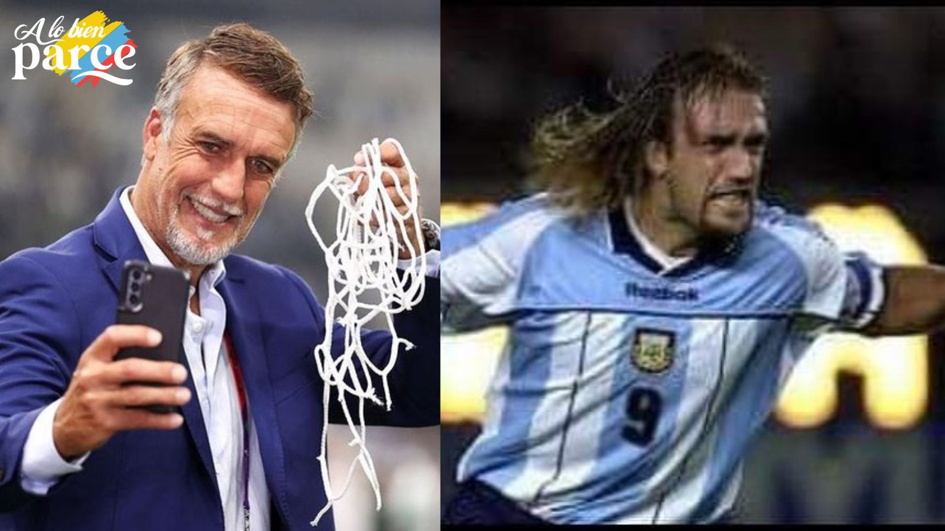 Gabriel Batistuta celebrando uno de sus icónicos goles en la camiseta de la selección argentina.